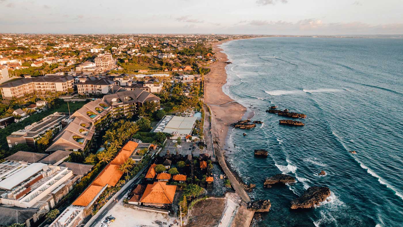 Drone photo of canggu beach a drone photo of canggu beach