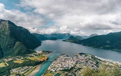 the view of a fjord from a viewpoint