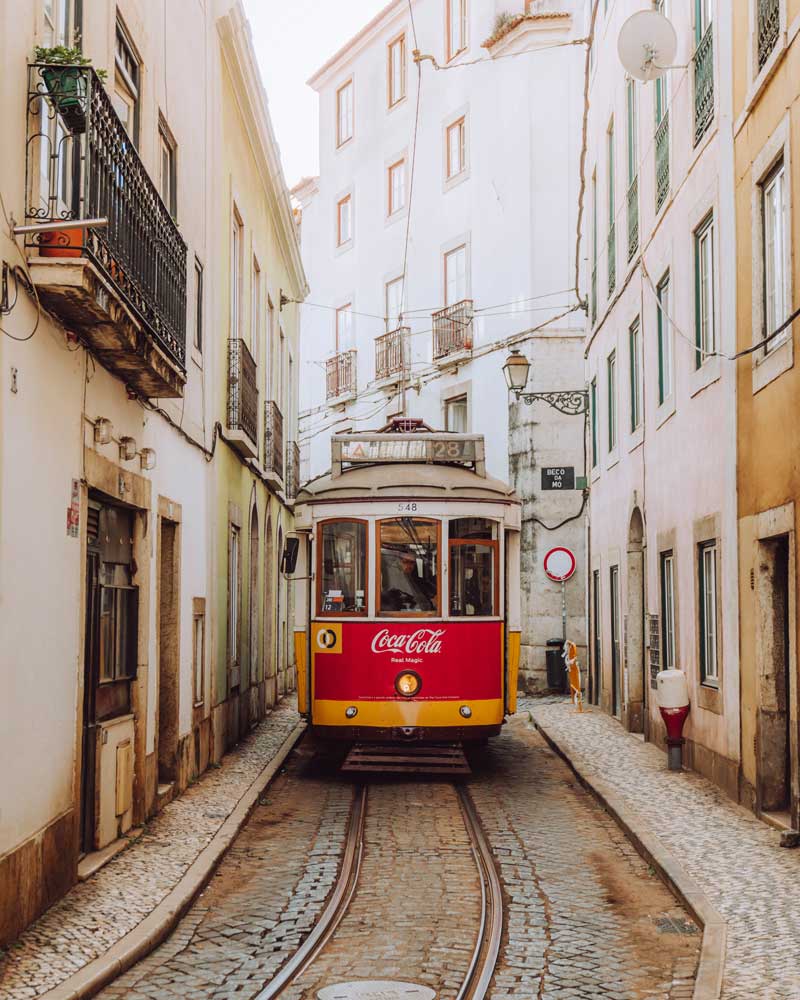 DSC02178_1080x1350 Yellow tram in narrow street in Lisbon