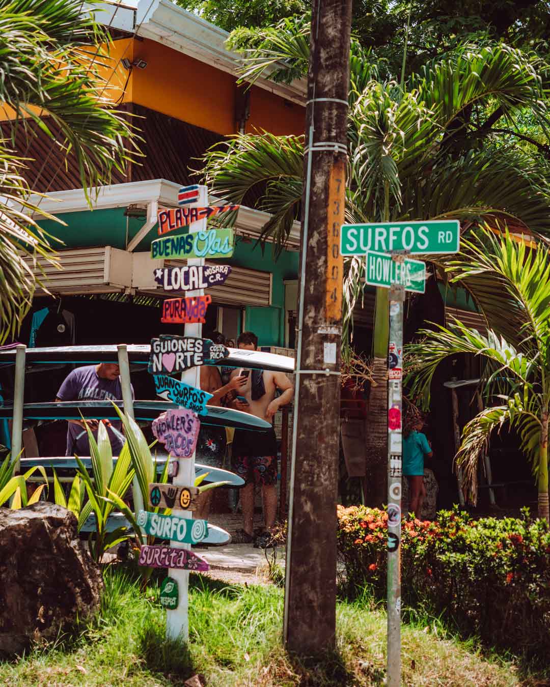 Colorful signs in a crossing in Costa Rica